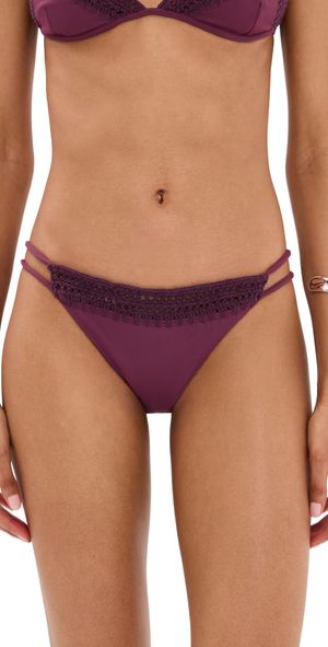 Leslie Amon Garis Trim Bikini Bottoms Deep Red M