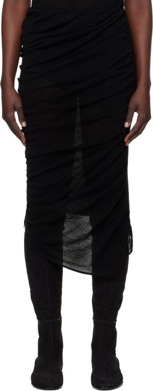 ISSEY MIYAKE Black Ambiguous Wool Midi Skirt