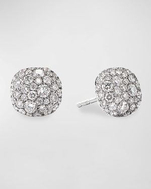 18k White Gold Diamond Small Cushion Stud Earrings