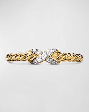 Petite X Ring with Diamonds in 18k Yellow Gold