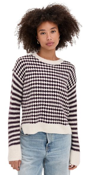 Madewell Mixed Stripe Pullover Sweater Mocha/Ivory XL