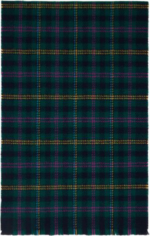 Drake's Green Tartan Check Wool Scarf