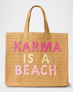 Karma is a Beach Straw Tote Bag