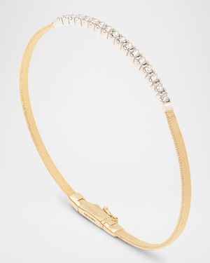 18K Yellow Gold Small Stackable Bracelet with Diamond Bar
