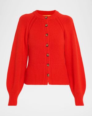 Sculpted Crewneck Cashmere Cardigan