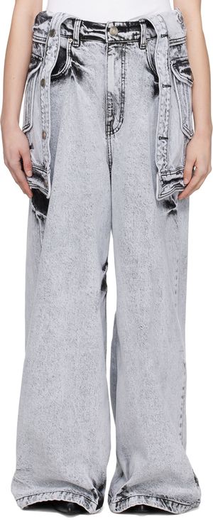 Juun.J Gray Layered Jeans