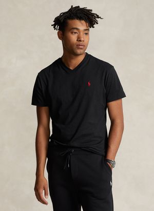 Polo Ralph Lauren - Tee-shirt Col V en coton - Taille XL - Noir