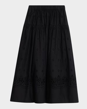 Jay Eyelet Midi Skirt