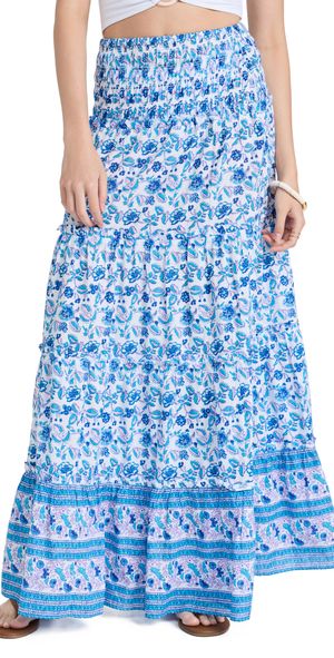 Playa Lucila Printed Ruffle Skirt Blue Multi M
