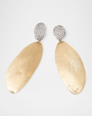 18K Yellow Gold Lunaria Elongated Drop Earrings with Diamonds