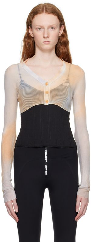 Off-White Cardigan semi-transparent gris