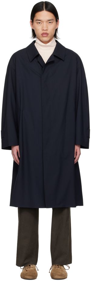 AURALEE Navy Raglan Sleeve Coat
