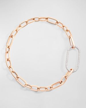 18K Rose Gold Iconica Necklace with All Diamond XL Link