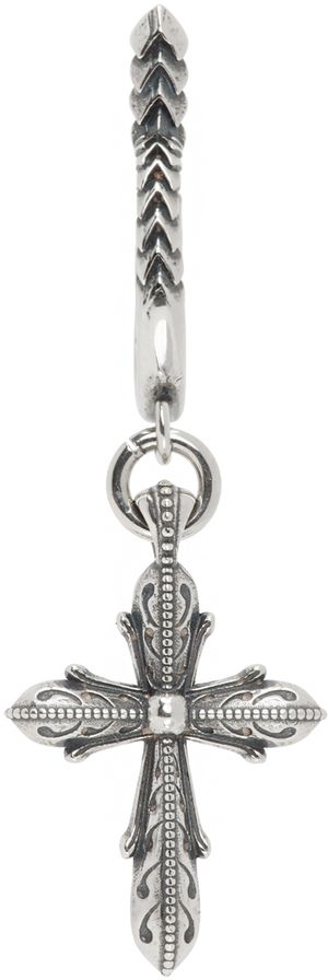 Emanuele Bicocchi Silver Gothic Cross Single Earring