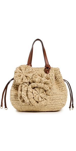 Ulla Johnson Gio Floral Raffia Crossbody Natural One Size