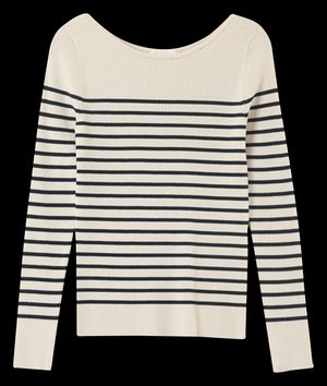 Grace Et Mila - Pull droit en maille rayé - Taille L - Bleu