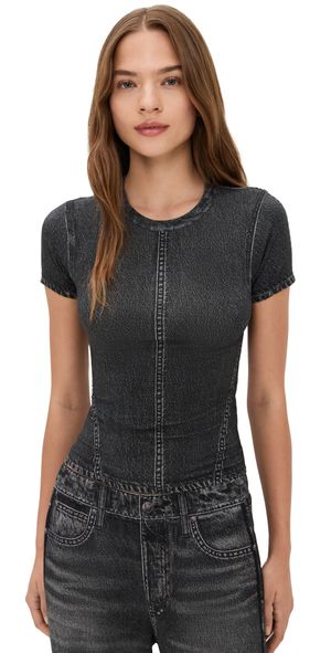 rag & bone Miramar Jersey Baby Tee Washed Black XS