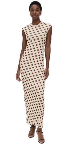 AFRM Cody Tee Shirt Maxi Dress GOLD HALO DOT L