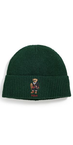 Polo Ralph Lauren Holiday Bear Beanie Hunt Club Green One Size