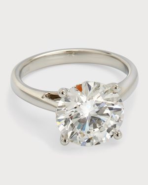 Lab Grown Diamond Platinum Round Solitaire Ring, 4.0tcw