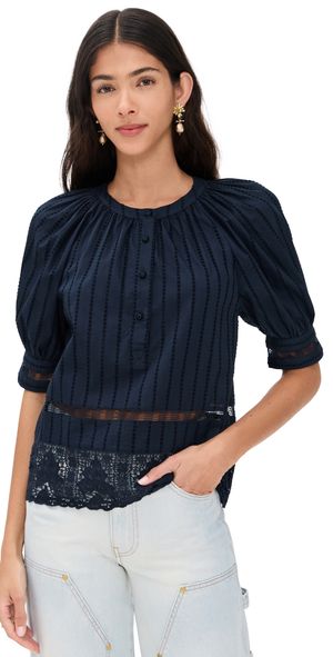Ulla Johnson Faye Puff Sleeve Blouse Midnight 14