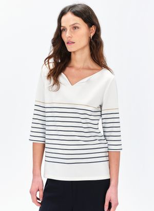 Caroll - Tee-shirt droit à col tunisien - Taille XL - Beige
