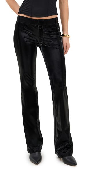 alice + olivia Bella Ultra Shiny Vegan Skinny Bootcut Pants Black 10