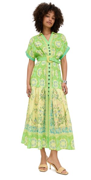 SALONI Riya B Dress Cicchetti Lime 12