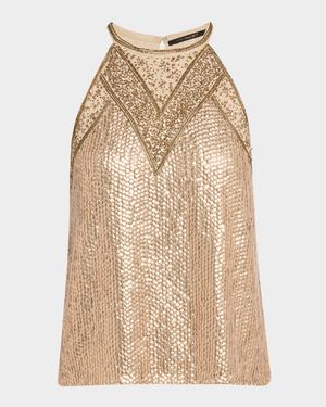 Luna Bead & Sequin Halter Blouse