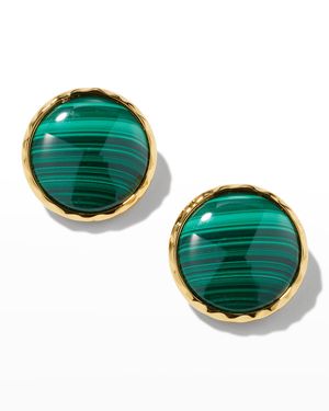 Malachite Bezel Clip Earrings