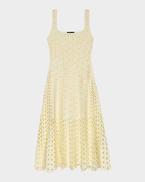 Russelking Embellished Open-Knit Midi Dress