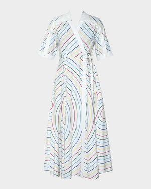 Meadow Circular Striped Cotton Maxi Shirtdress