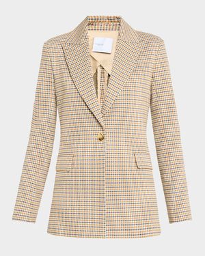 Houndstooth Double-Knit Single-Breasted Jacket