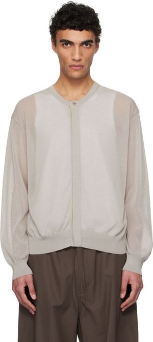 AMOMENTO Gray Sheer Round Cardigan