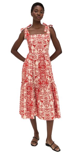 The Lulo Project The Backbone Dress Red Folk Paisly S