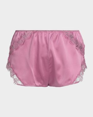 Lace-Trim Silk Charmeuse Tap Shorts