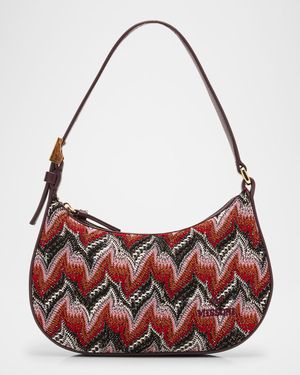 Chevron Raschel & Leather Mini Hobo Bag