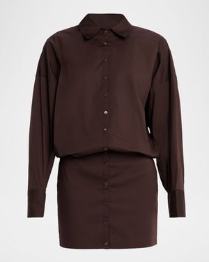 Cynthia Stretch-Cotton Mini Shirtdress