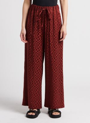 Rita Row - Pantalon large à taille haute - Taille L - Rouge