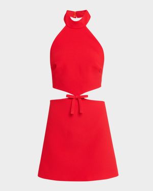 Bow Cutout Halter Mini Cocktail Dress