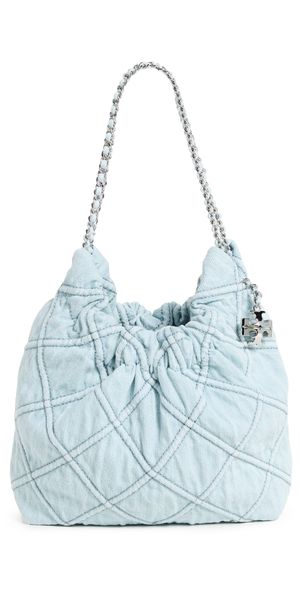 Tory Burch Fleming Denim Mini Hobo Bag Seltzer One Size