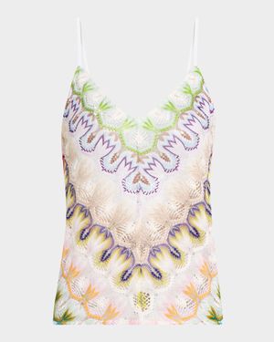 V-Neck Backless Crochet Knit Tank Top