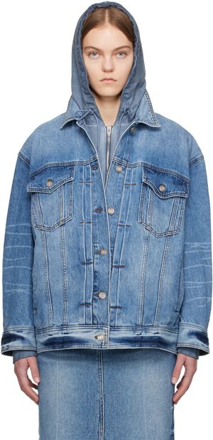 Juun.J Blouson bleu en denim à effet délavé