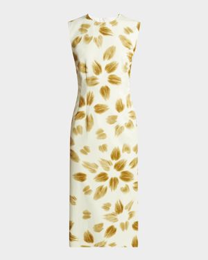 Delavina Printed Sheath Midi Dress
