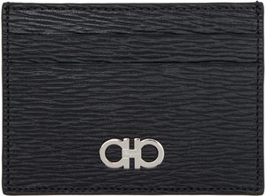 Ferragamo Black & Red Gancini Card Holder
