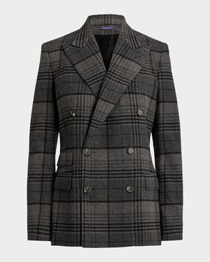 Kent Plaid Wool Double-Breasted Jacket