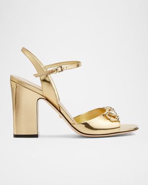 Lady Horsebit Metallic Leather Sandals