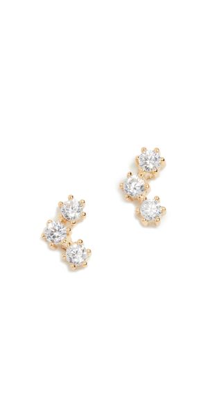 SHASHI Trinity Stud Earrings Gold/Clear One Size