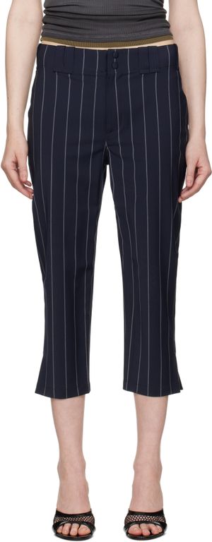 Alexander Wang Capri de baseball bleu marine à rayures fines