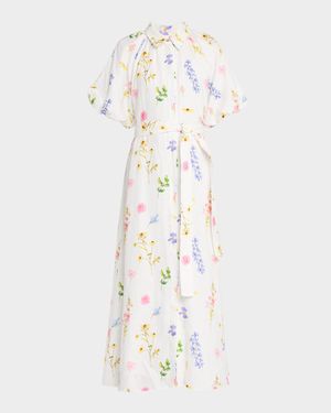 Maria Floral-Print Linen Maxi Shirtdress
